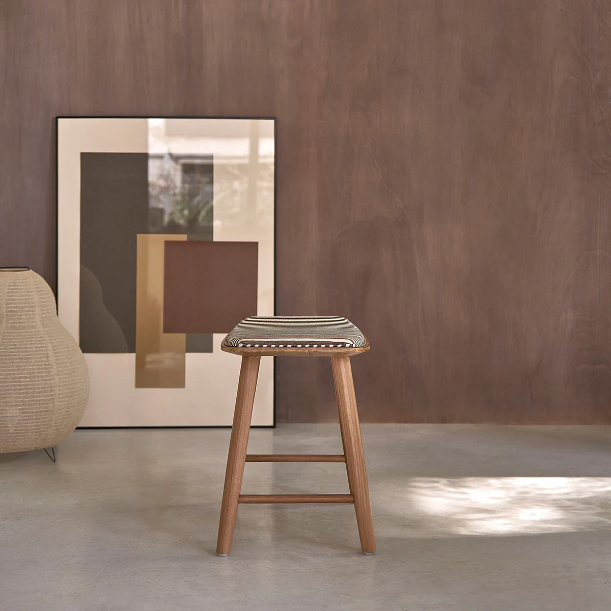 Tabouret Ambre - Teck - Rayures Marron Et Beige - Image 3