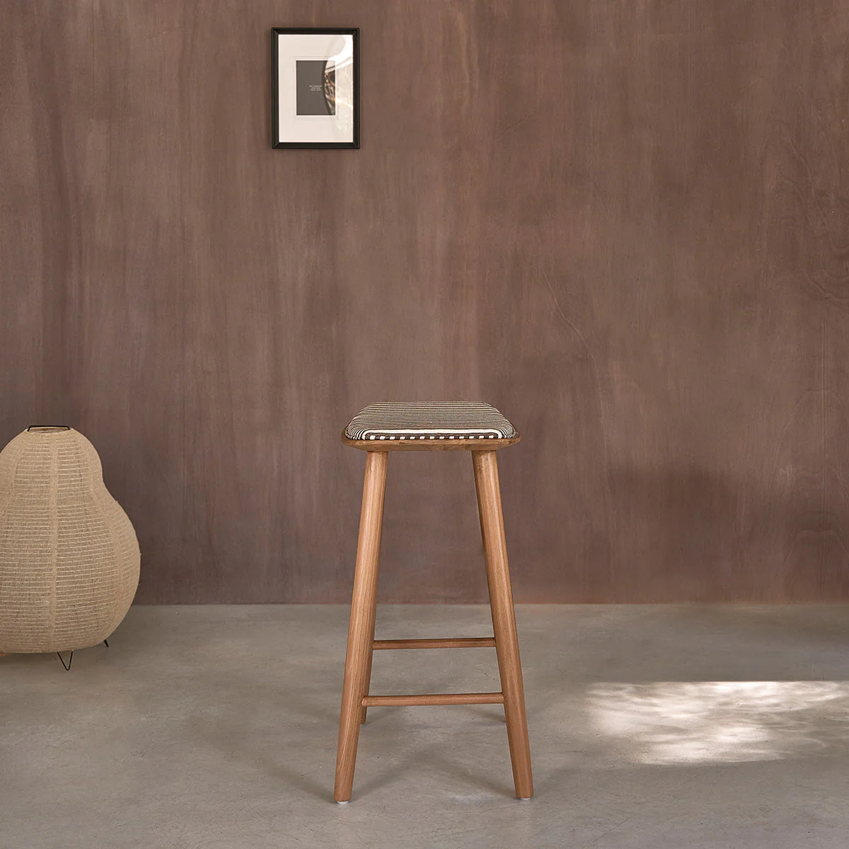 Tabouret Ambre - Teck - Rayures Marron Et Beige - Image 3